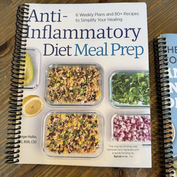 Anti-Inflammatory Diet Cookbooks Meal Prep Lot Of 2 Lay Flat Spiral Bound Books - Picture 2 of 5